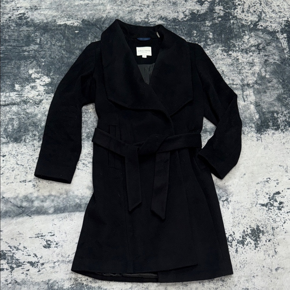 Cole Haan Signature Wool Blend Black Coat
